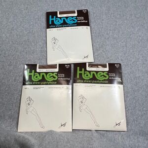Vintage Lot of 3 1982 Hanes Ultra Sheer Pantyhose‎ Size C Tummy Control 710 719